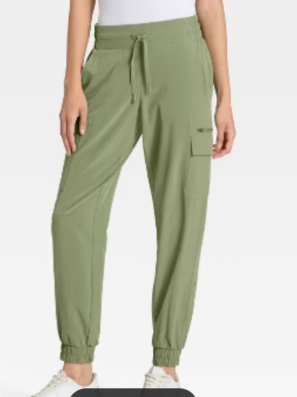 All in Motion NWT Womens Cargo Joggers Light Green XL/16 Elastic Waist Stretch